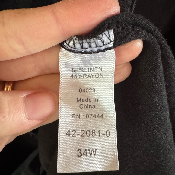 Jessica London Women’s 4X Linen blend black blouse minimalist Lagenlook comfort - Picture 9 of 12